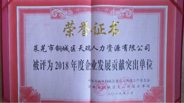 天瑞人力被評為2018年度企業(yè)發(fā)展貢獻(xiàn)單位.jpg
